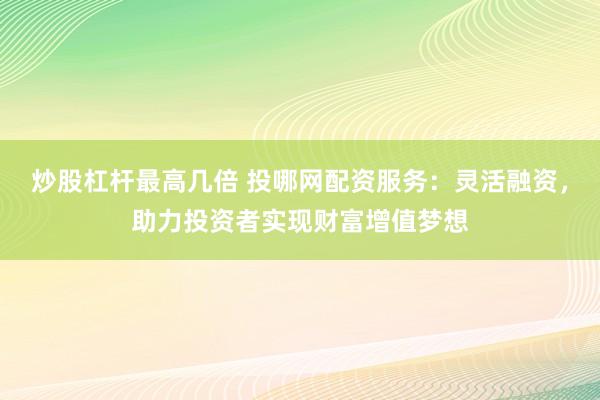 炒股杠杆最高几倍 投哪网配资服务：灵活融资，助力投资者实现财富增值梦想