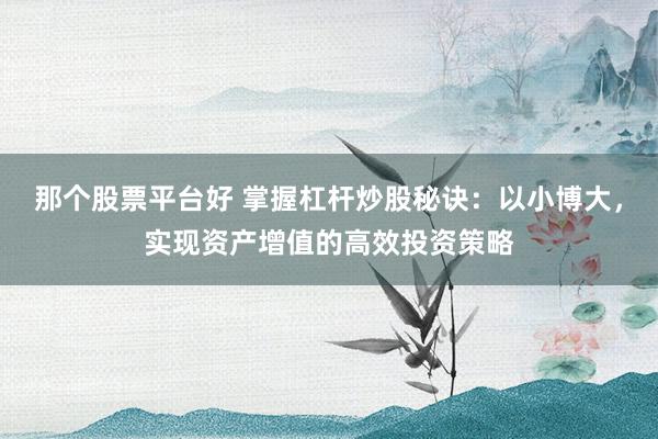 那个股票平台好 掌握杠杆炒股秘诀：以小博大，实现资产增值的高效投资策略