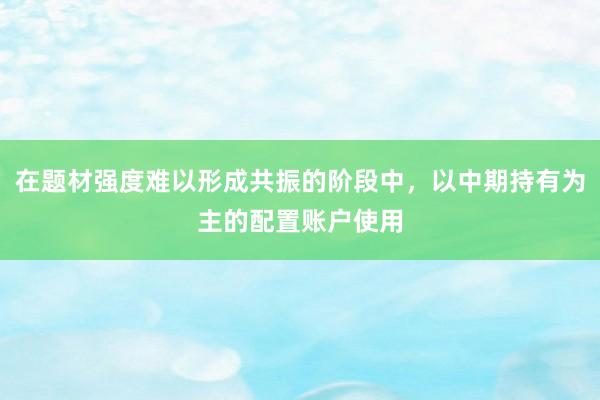 在题材强度难以形成共振的阶段中，以中期持有为主的配置账户使用