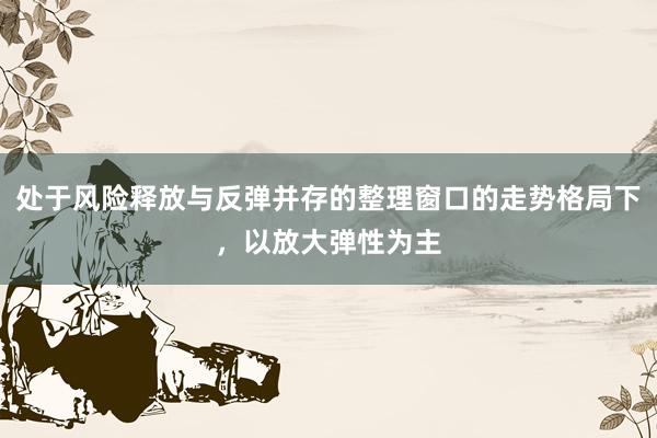 处于风险释放与反弹并存的整理窗口的走势格局下，以放大弹性为主