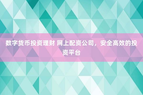 数字货币投资理财 网上配资公司，安全高效的投资平台
